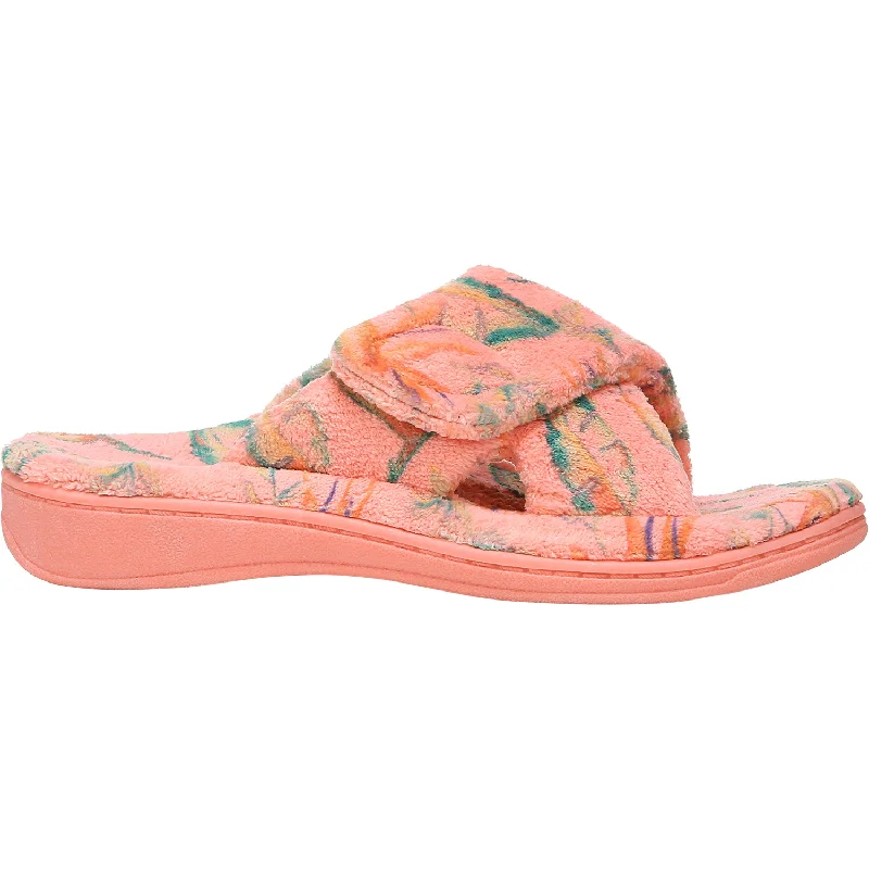 Women's Vionic Relax Papaya Floral Terrycloth Tailored Oxford Style 