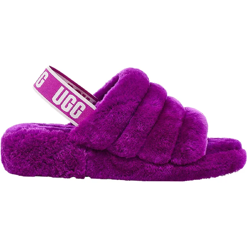 Women's UGG Fluff Yeah Slide Berrylicious Sheepskin Athleisure Derby Style  