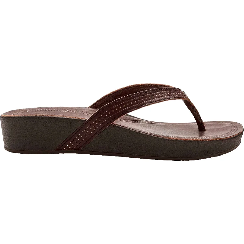 Women's OluKai Ola Dark Java Leather Ivy League Loafer Look 