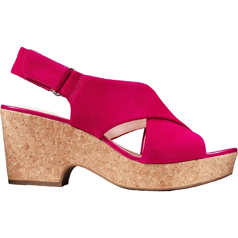 Women's Clarks Maritsa Lara Fuchsia Suede Tech - Inspired Sneaker Look  