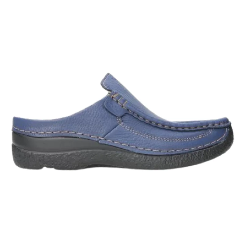 Wolky Roll Slide Sky Blue Print Clogs (Women's) Victorian - Era Boot Style  