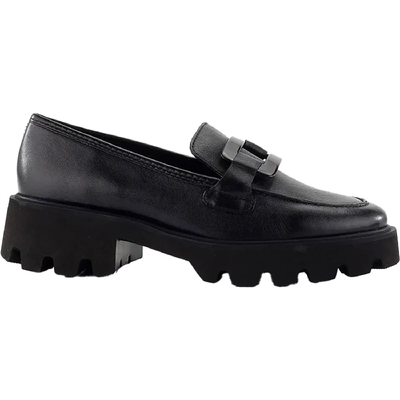 Women's Ara Oleander Black Calf Leather Moccasin Soft - Sole Style  