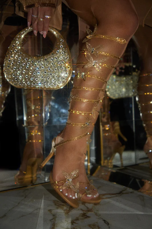 Fantasy Embellished Around The Ankle Coil Heels - Nude British Gentleman Oxford Style  