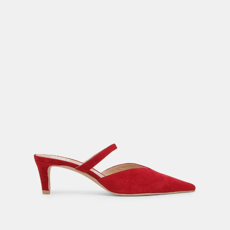 KANIKA MID HEELS CRIMSON SUEDE Memory - Foam Slipper Look  
