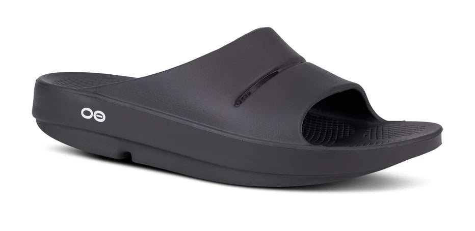 OOFOS OOAHH SLIDE BLACK Patchwork Shoe Aesthetic  