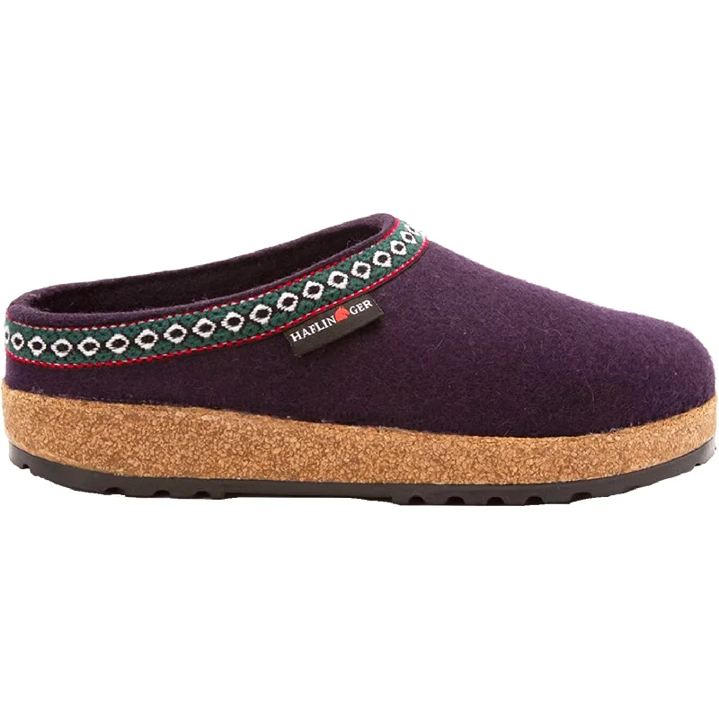 Women's Haflinger GZ Eggplant Wool Paisley Print Shoe Design  
