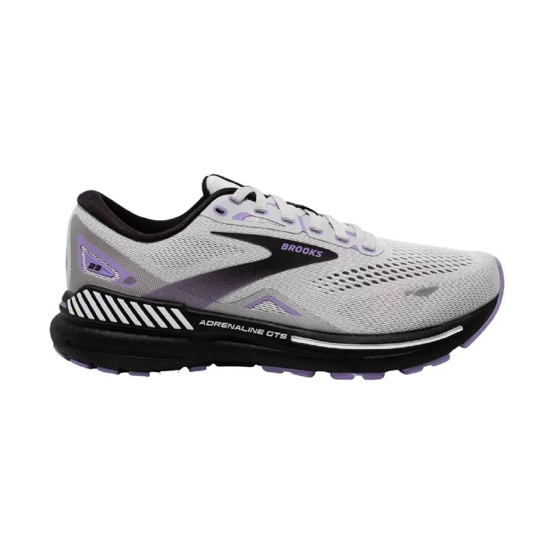 Brooks Women's Adrenaline GTS 23 Running Shoe - Grey/Black/Purple - ONLINE STORE CREDIT/EXCHANGE ONLY Loose - Fit Slipper Style  