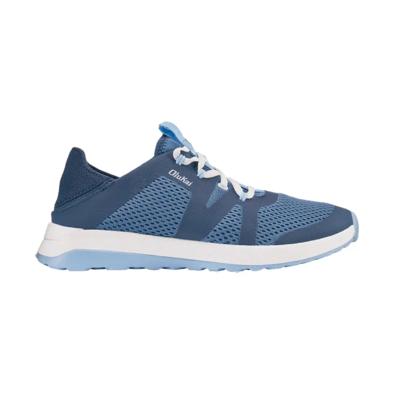 Olukai Women's Huia Shoes - Vintage Blue / Sea Ice Athleisure Derby Style  