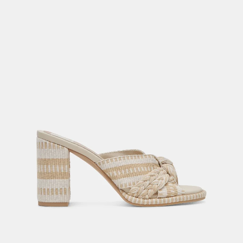 BRILAH HEELS NATURAL MULTI WOVEN Dressy Chelsea Boot Style 