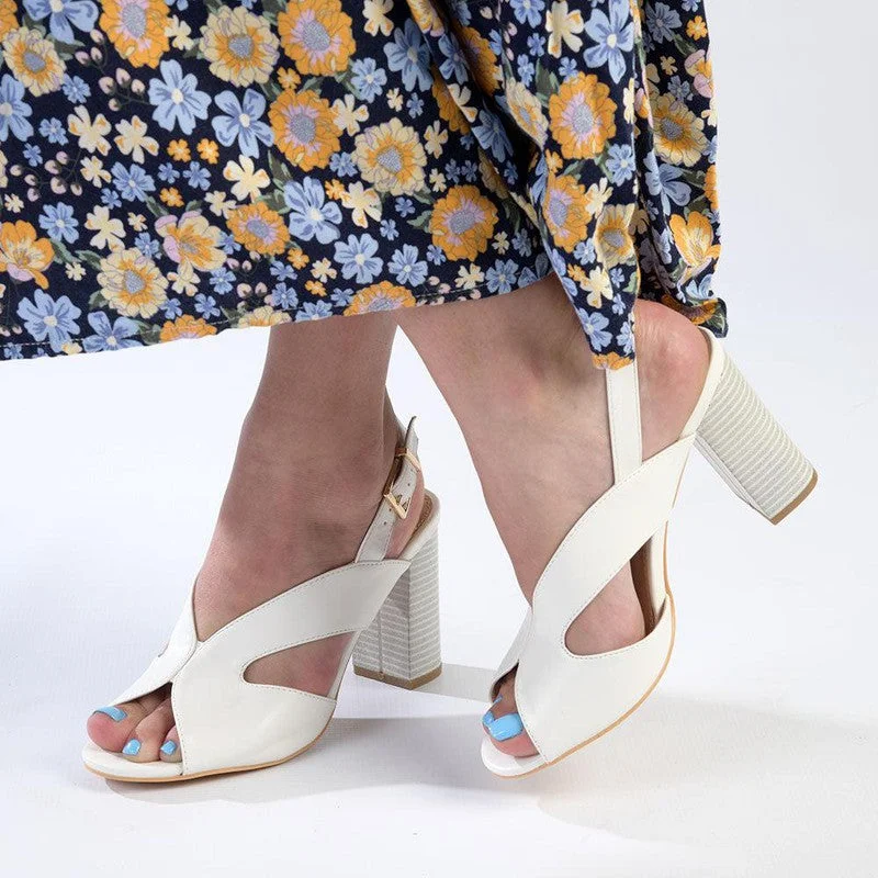 Hush Puppies Eryn Block Sandal - White Checkered Shoe Pattern Look  