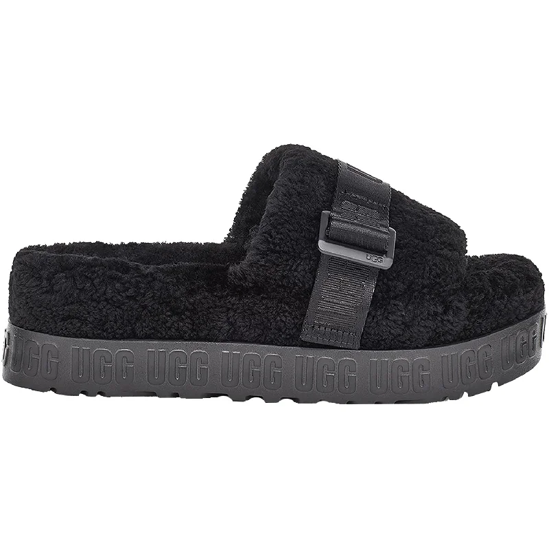 Women's UGG Fluffita Black Sheepskin Single - Buckle Monk Look  