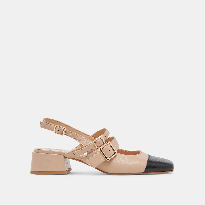 PATZY HEELS NUDE MULTI LEATHER Combat - Inspired Military Boot Look  