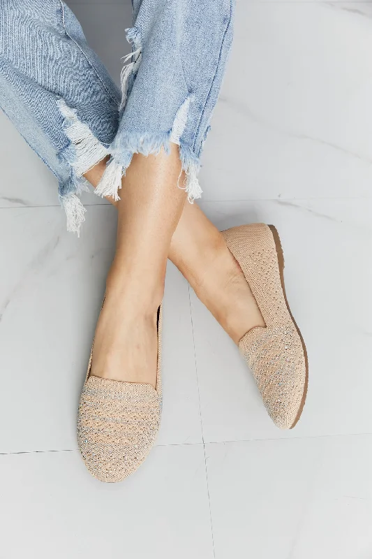 Rhinestone Flats in Beige Two - Tone Shoe Design  