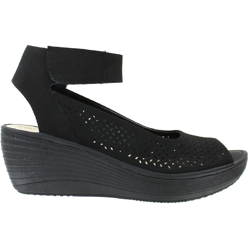 Women's Clarks Reedly Jump Black Nubuck Ivy League - Inspired Derby Look 