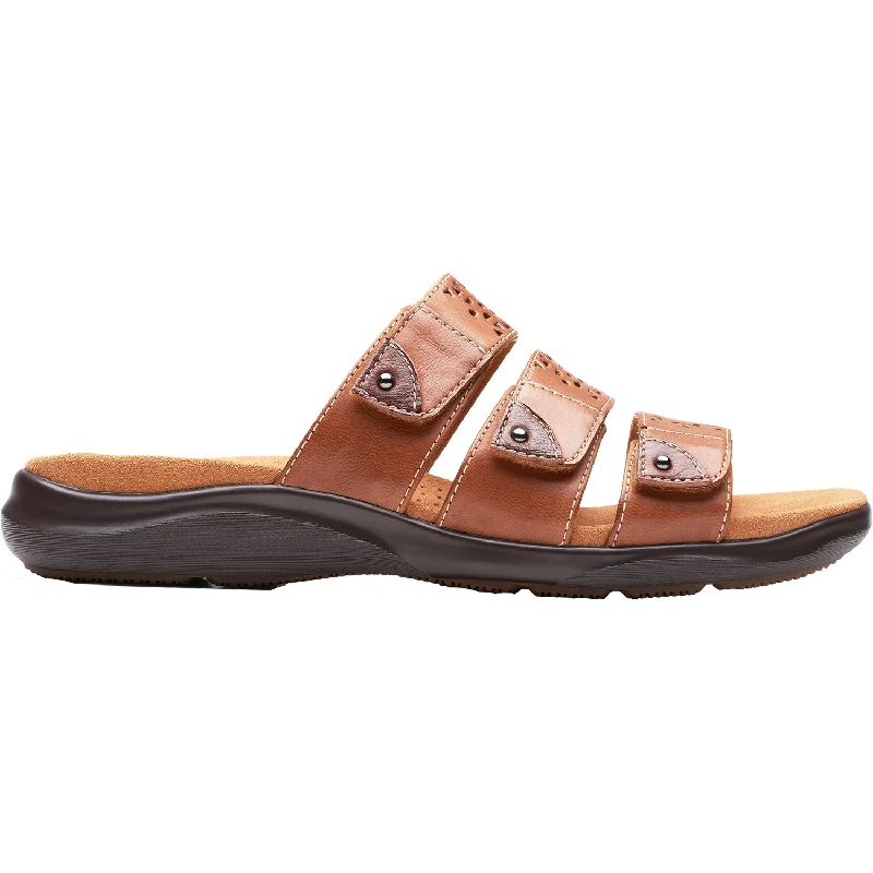 Women's Clarks Kitly Walk Tan Leather Lightweight Tennis Sneaker Look  