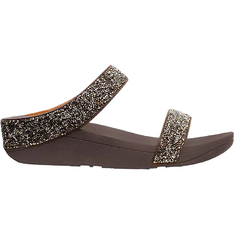 Women's Fit Flop Fino Quartz Slide Gold Leather Upcycled Shoe Look  