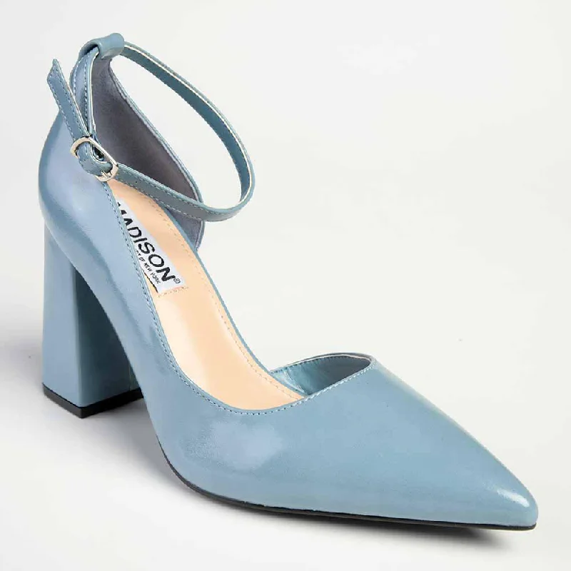 Madison India Block Heel - Blue Striped Shoe Style  