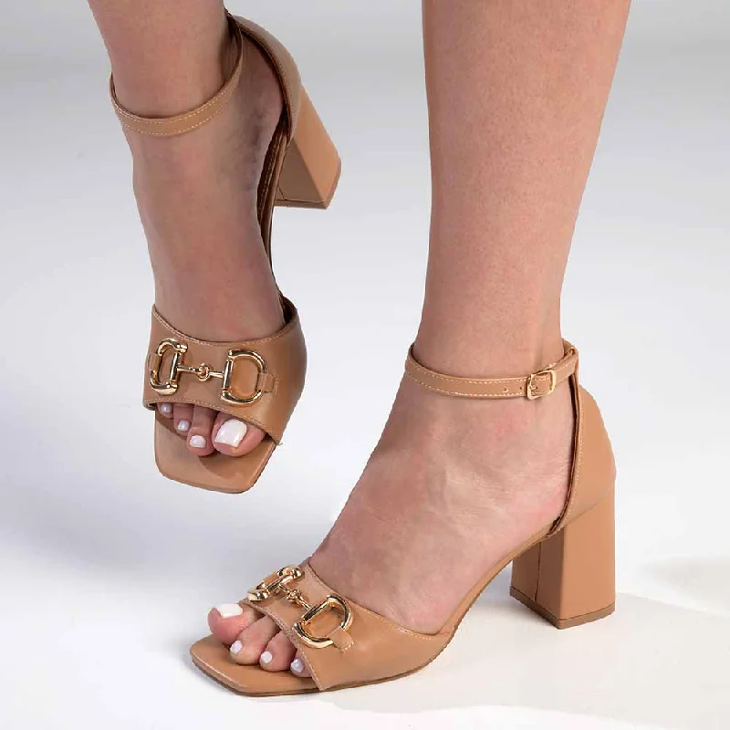 Madison Galilee Block Heel - Dark Nude Brogue Oxford Aesthetic 