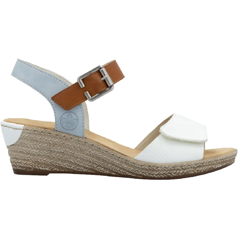 Women's Rieker 62460-80 Fanni 80 Weiss/Cayenne/Ciel Synthetic Loose - Fit Slipper Style Women's Rieker 62460-80 Fanni 80 Weiss/Cayenne/Ciel Synthetic Loose - Fit Slipper Style