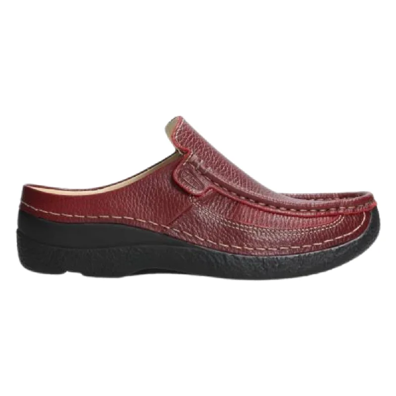 Wolky Roll Slide Red Print Clog (Women's) British Gentleman Oxford Style  