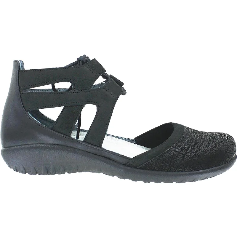 Women's Naot Kata Black Leather/Nubuck Patchwork Shoe Aesthetic  