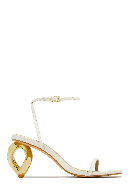 Camilla Chain Link Mid Heels - Cream Retro Plimsoll Style  