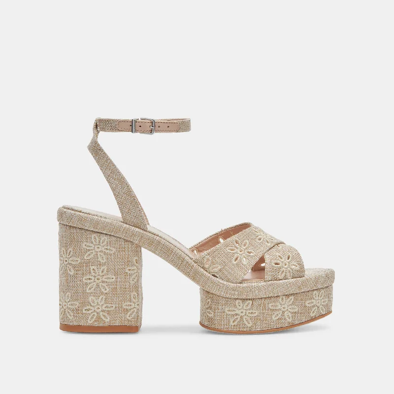 LAISHA HEELS ALMOND FLORAL EYELET Minimalist Sneaker Style  