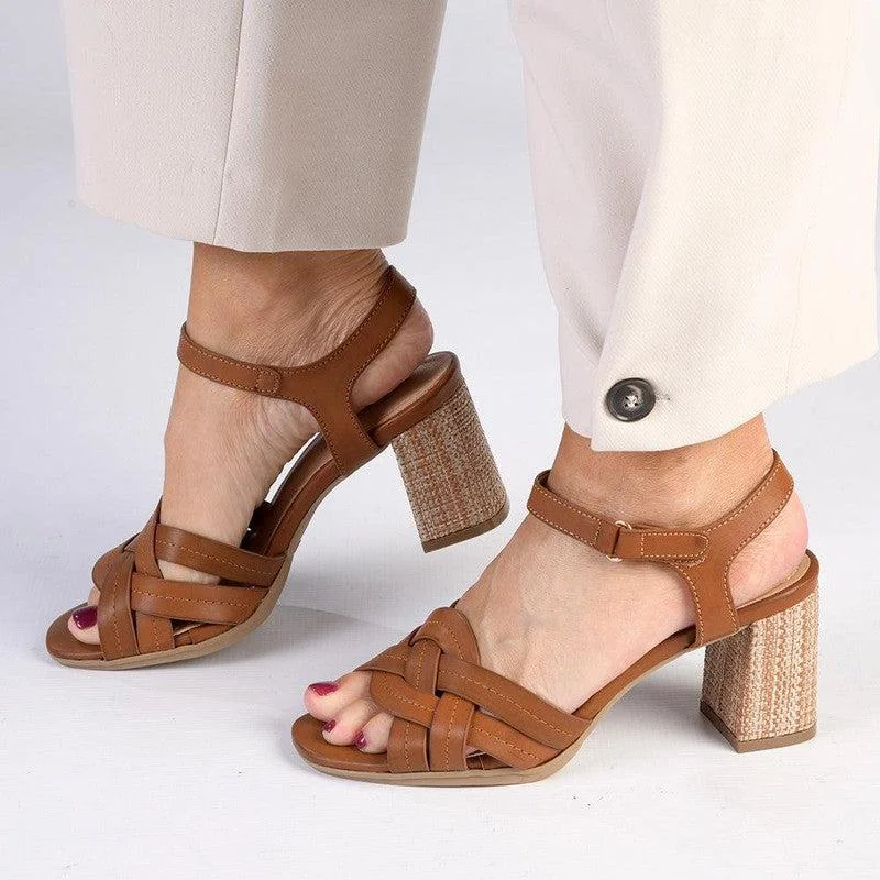 Soft Style By Hush Puppies Quasar Strappy Heel Sandals - Tan Minimalist Sneaker Style  