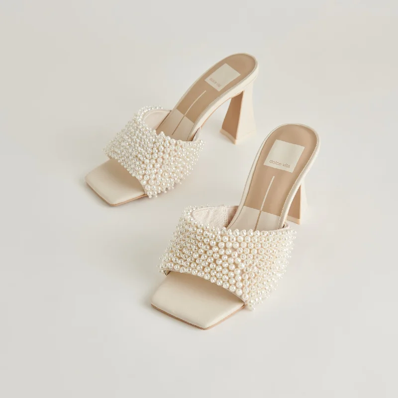 NANDY PEARL HEELS VANILLA PEARLS Paisley Print Shoe Design  