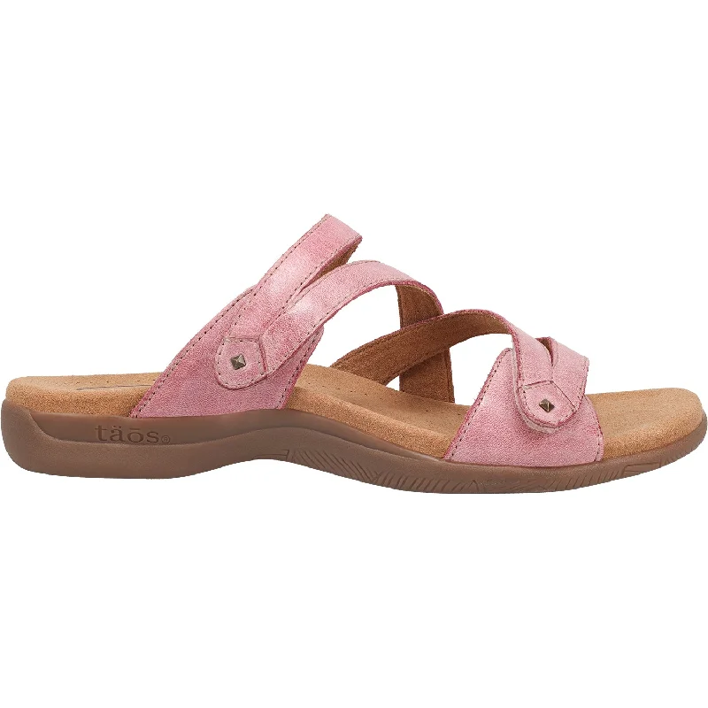 Women's Taos Double U Rustic Pink Leather Retro Plimsoll Style  