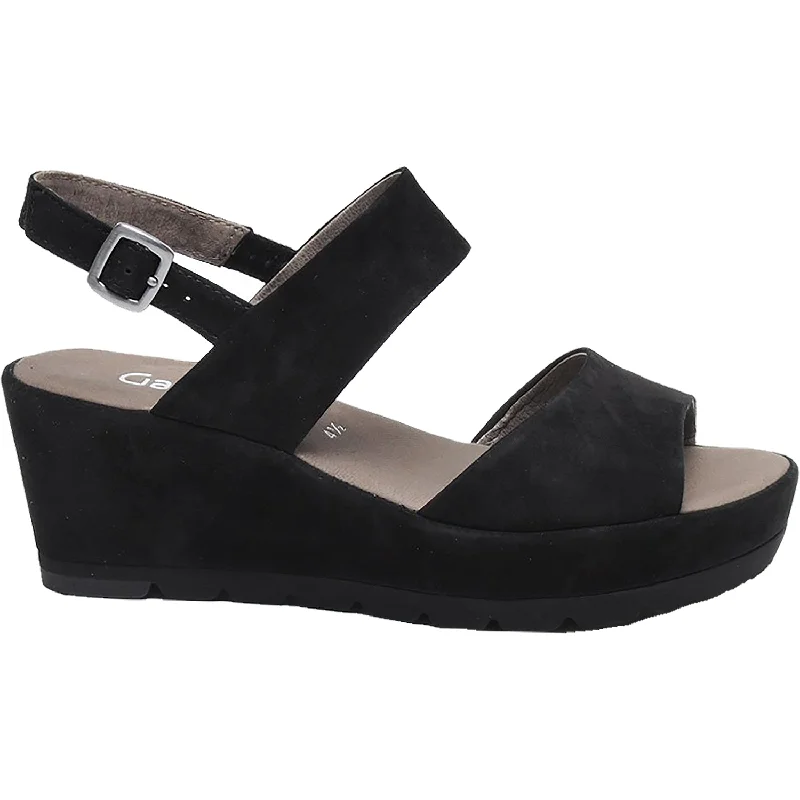 Women's Gabor 65.740.17 Black Suede Quilted Shoe Design  