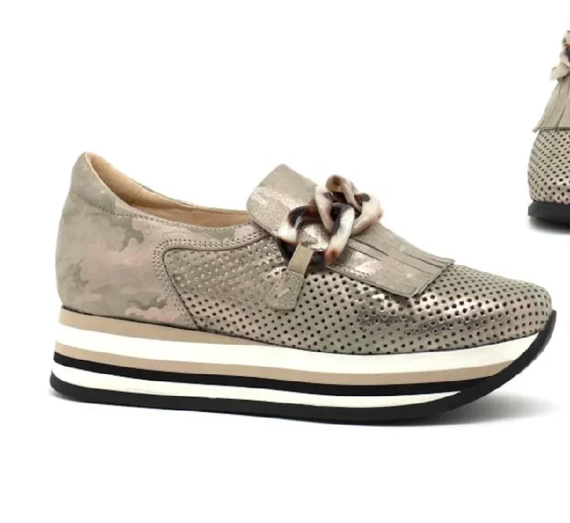 CADIE TASSEL LOAFER KHAKI Neon - Accent Sneaker Look  