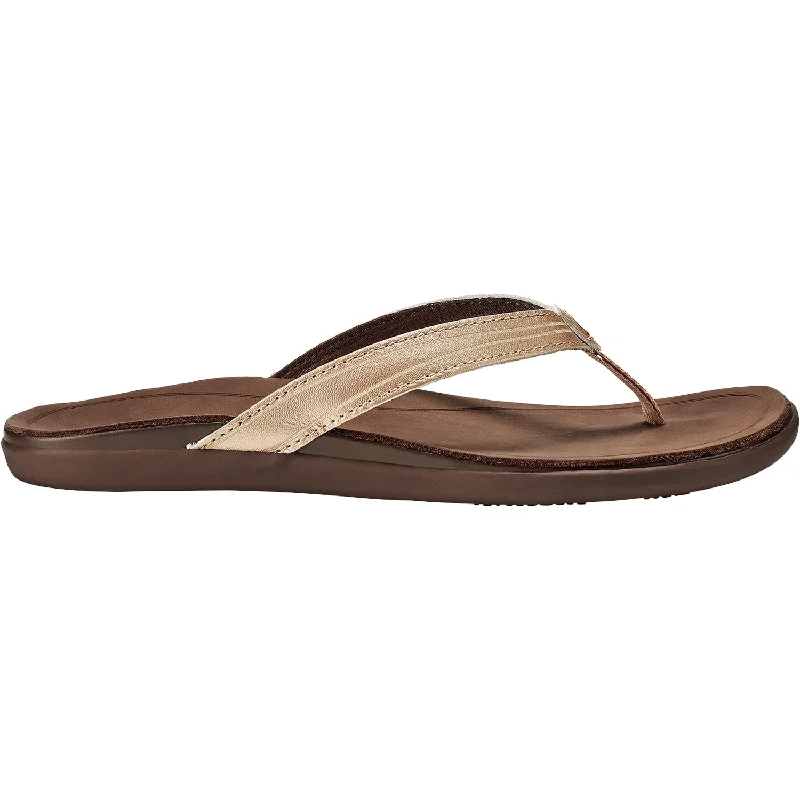Women's OluKai Aukai Copper/Dark Java Leather Hemp - Material Shoe Style  