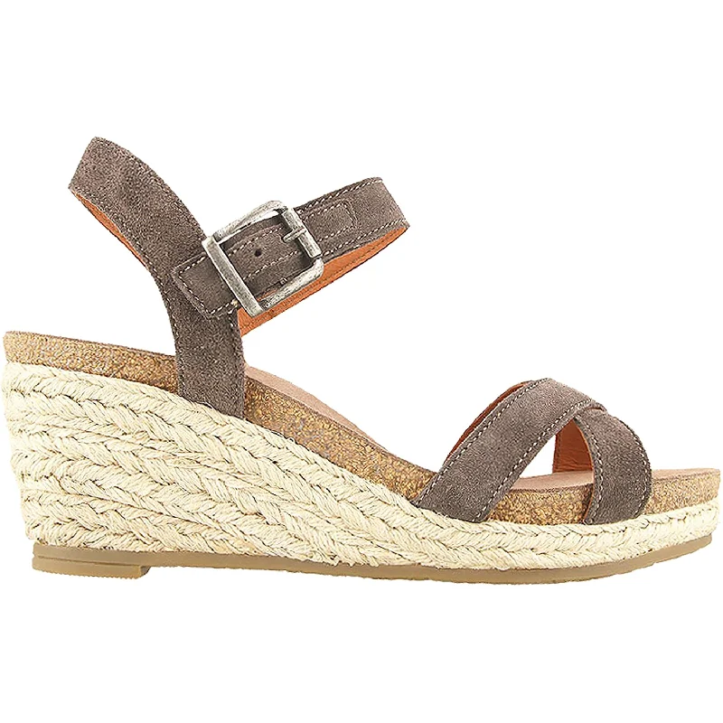 Women's Taos Hey Jute Grey Suede Open - Lacing Derby Look  
