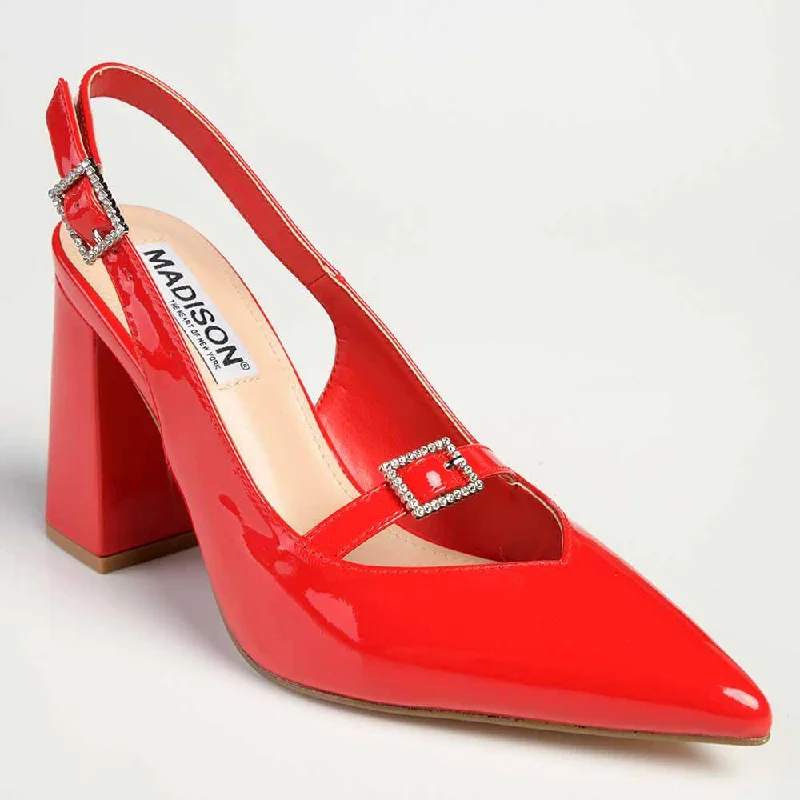 Madison Isolde Block Heel - Red Tassel Driving Shoe Look 