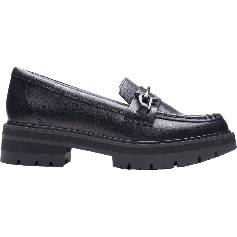 Women's Clarks Orianna Bit Black Leather Smart - Shoe Functionality Style  