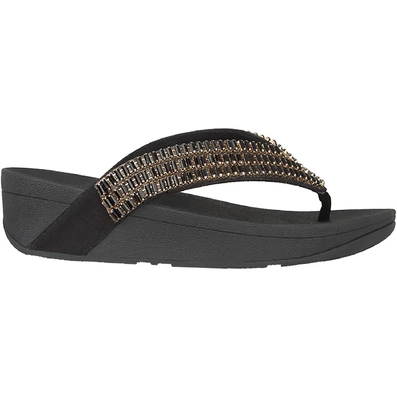 Women's Fit Flop Surfa Crystalstone Black Fabric Upcycled Shoe Look  