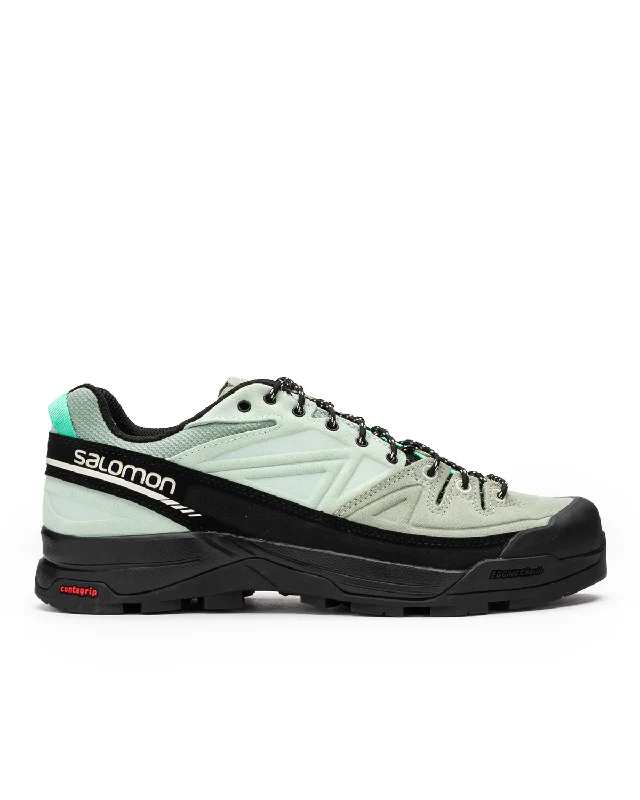X-Alp Leather Black Green Milieu Bay Comfortable Derby Style  