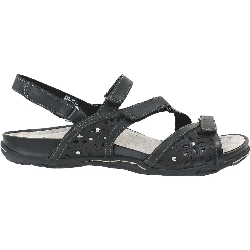 Women's Earth Maui Black Leather Strap - Up Sandal Resort Style  