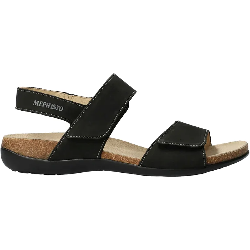 Wome'ns Mephisto Agave Black Bucksoft Leather Metallic Trim Shoe Design  
