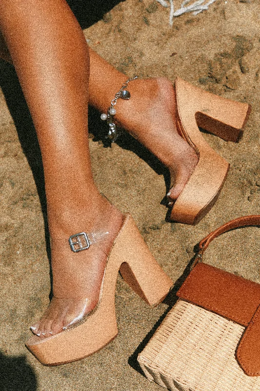 Makana Platform Block Heels - Clear Bespoke Shoe Aesthetic 
