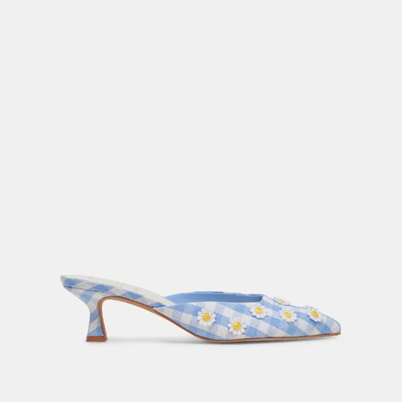 LILOU HEELS WHITE BLUE GINGHAM Skateboarding Sneaker Style  