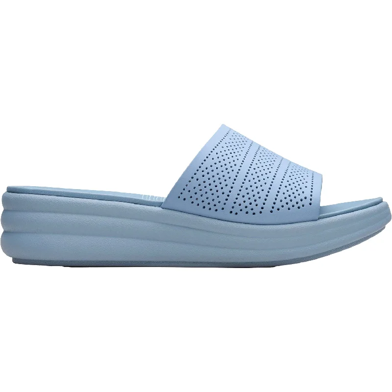 Women's Clarks Drift Twist Light Blue Synthetic Casual Loafer Style          