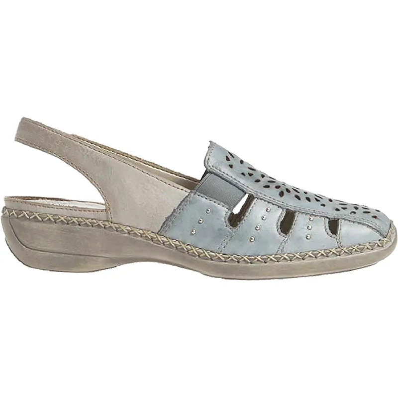 Women's Rieker 41390-10 Doris 90 Sky/Ice Leather Retro Plimsoll Style  