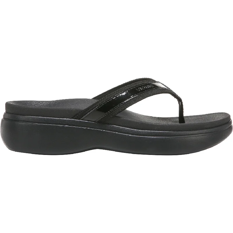 Women's Vionic High Tide II Black Leather Neon - Accent Sneaker Look  