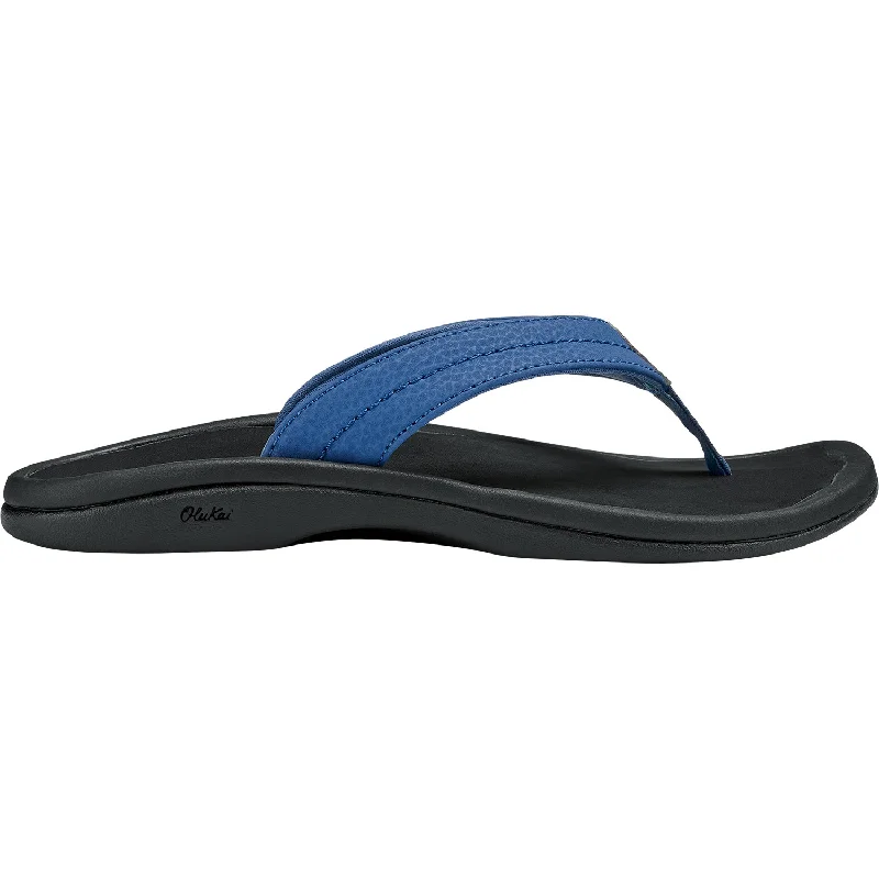 Women's Olukai Ohana Blue Mist/Black Synthetic Minimalist Sneaker Style  