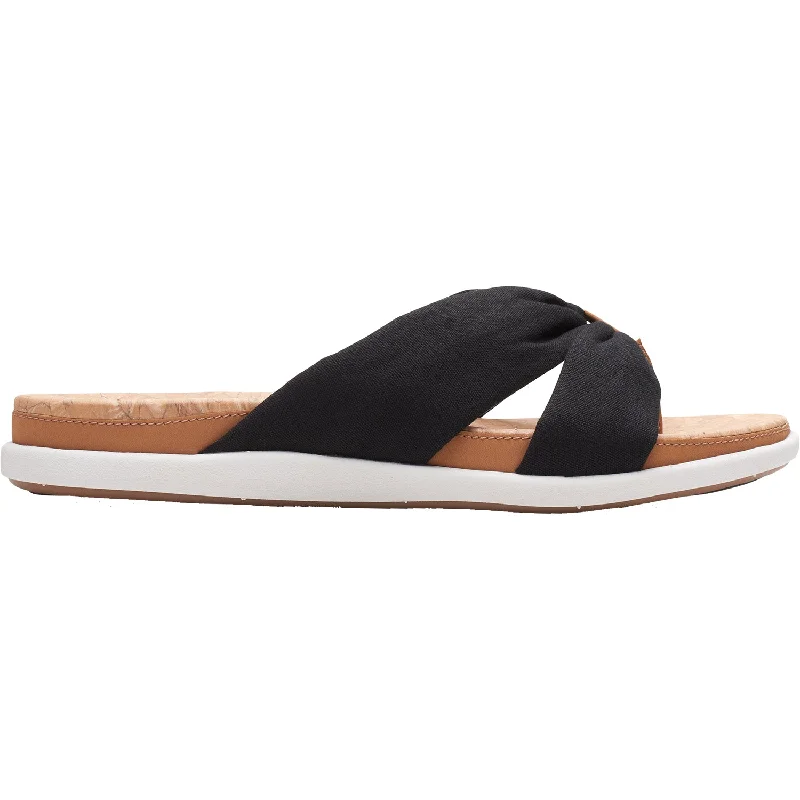 Women's Clarks Eliza Shore Black Canvas Distressed Leather Shoe Style  