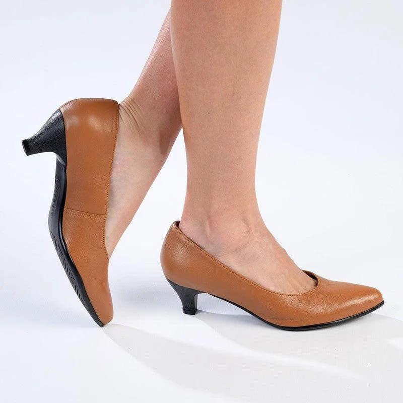Froggie Spring Leather Penny Court Heel - Tan Hip - Hop Sneaker Style  