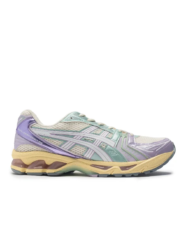 Gel-Kayano 14 Cream/Dusk Violet Striped Shoe Style  