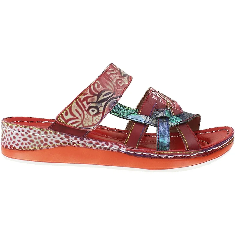 Women's L'Artiste by Spring Step Caiman Red Multi Leather Art Deco - Inspired Shoe Look  